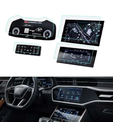 Audi A7 Gösterge Alt Üst Multimedya ve Arka Klima Ekran Koruyucu Set 4 Parça
