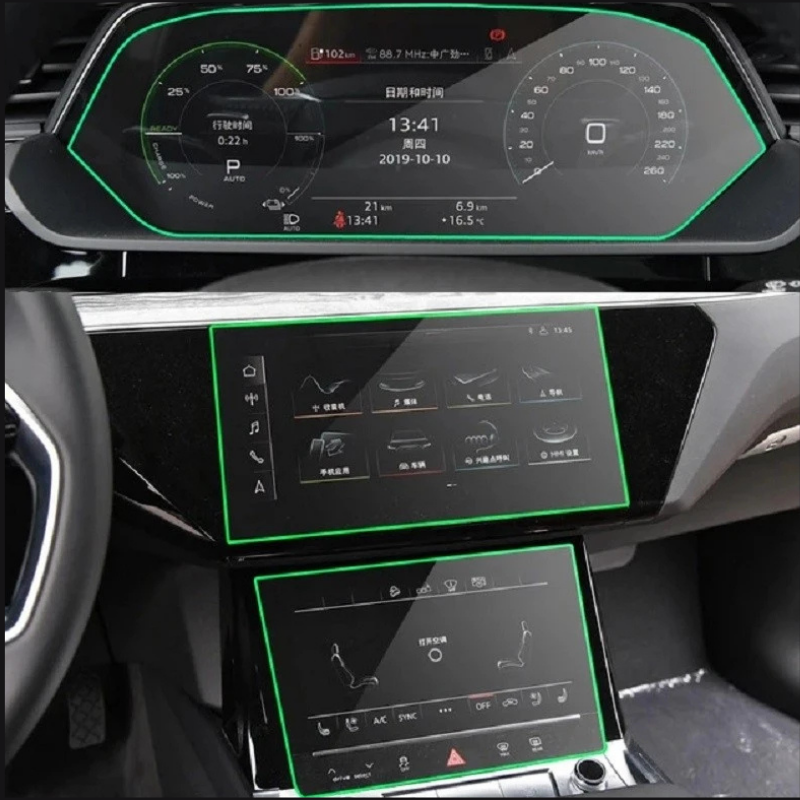 Audi Q8 2019-2024 Gösterge ve Alt ve Üst Multimedya Ekran Koruyucu 9h Nano 3' lü set