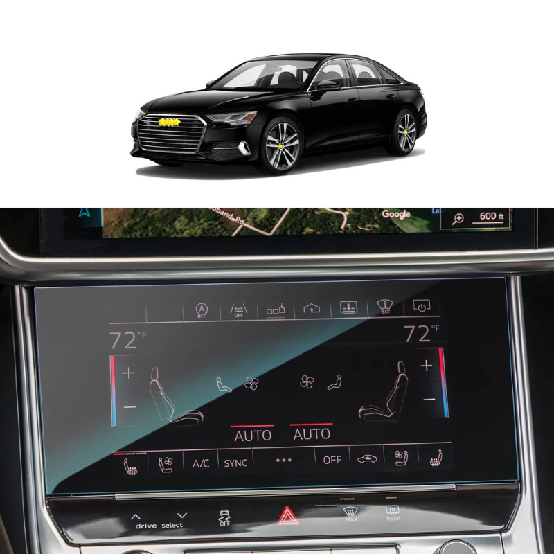 Audi A7 Gösterge Alt Üst Multimedya ve Arka Klima Ekran Koruyucu Set 4 Parça (2021-2025)