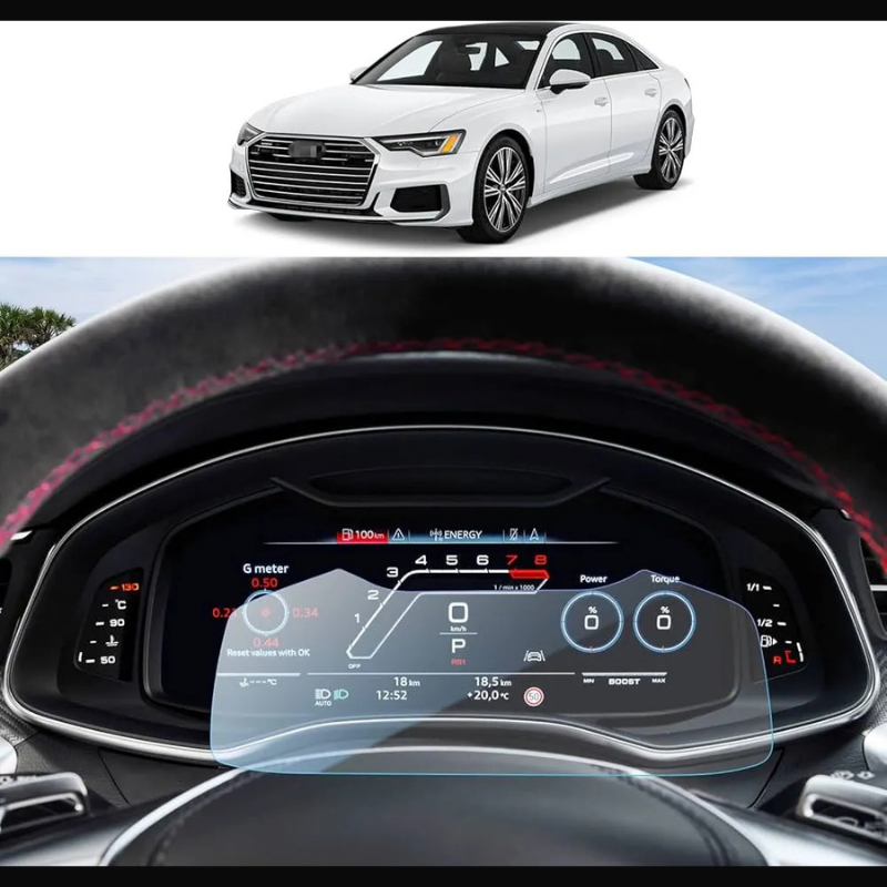 Audi A7 Gösterge Alt Üst Multimedya ve Arka Klima Ekran Koruyucu Set 4 Parça (2021-2025)